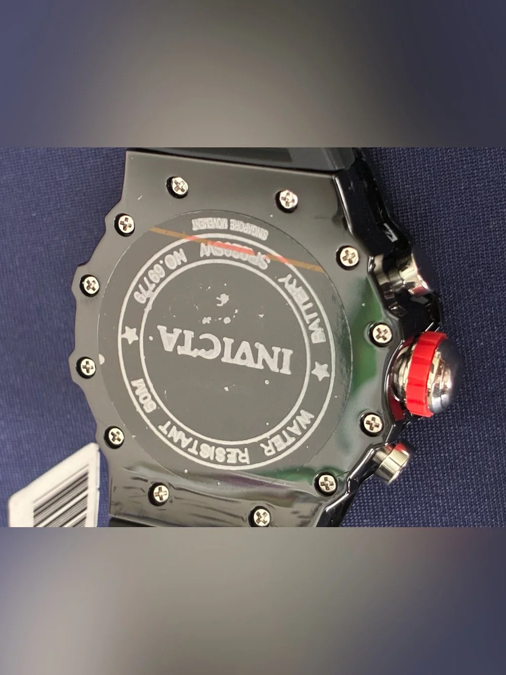 Invicta Black and Red Skeleton Dial Chronograph Watch